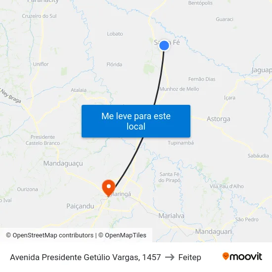 Avenida Presidente Getúlio Vargas, 1457 to Feitep map