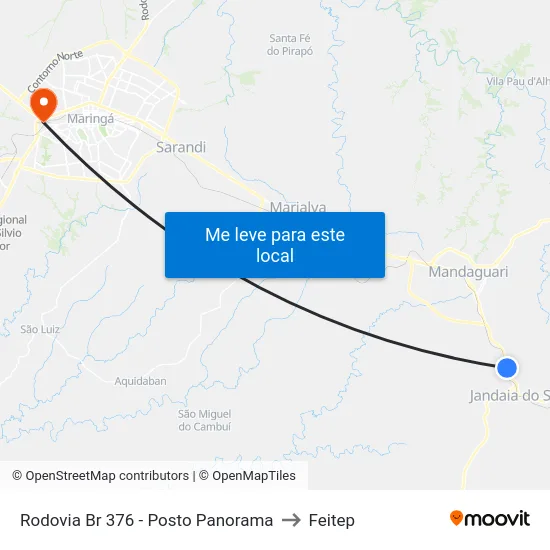 Rodovia Br 376 - Posto Panorama to Feitep map