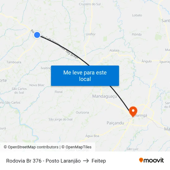 Rodovia Br 376 - Posto Laranjão to Feitep map