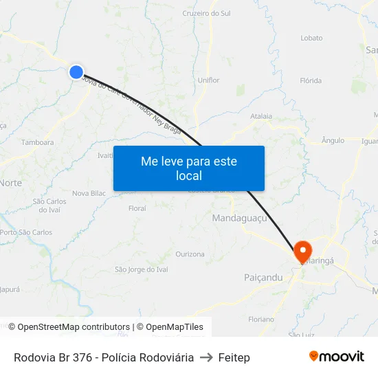Rodovia Br 376 - Polícia Rodoviária to Feitep map