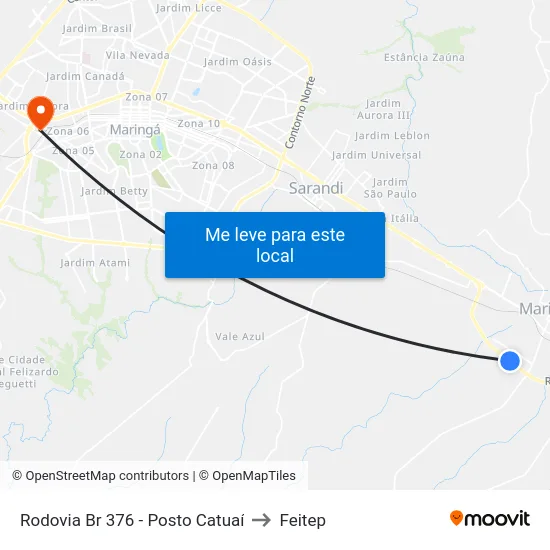 Rodovia Br 376 - Posto Catuaí to Feitep map