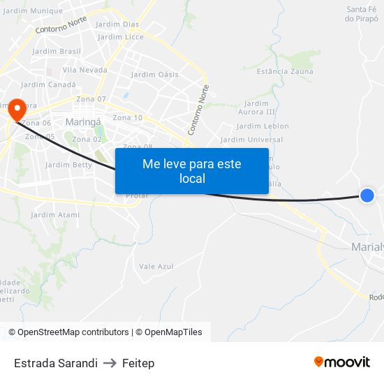 Estrada Sarandi to Feitep map