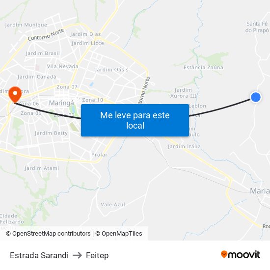 Estrada Sarandi to Feitep map