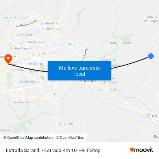 Estrada Sarandi - Estrada Km 10 to Feitep map