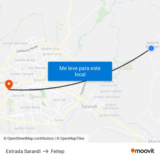 Estrada Sarandi to Feitep map