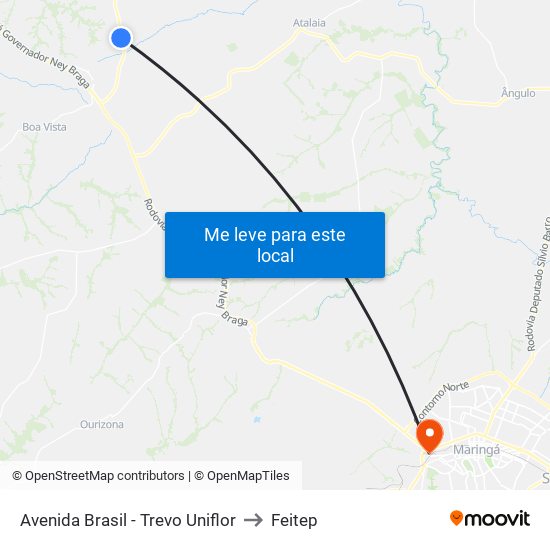 Avenida Brasil - Trevo Uniflor to Feitep map