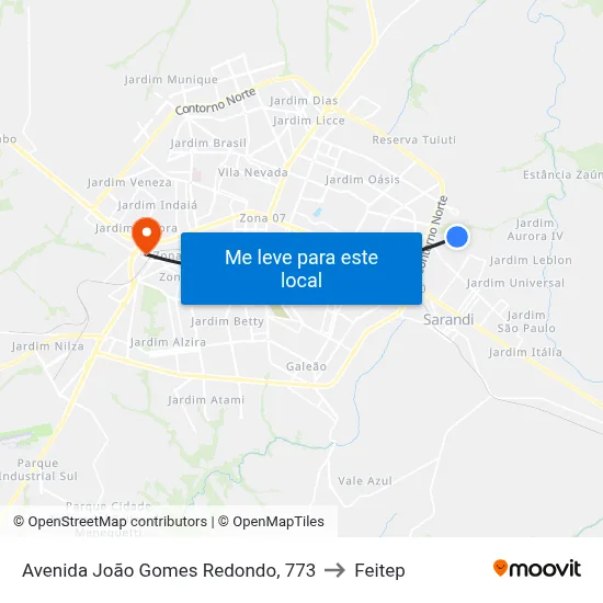 Avenida João Gomes Redondo, 773 to Feitep map