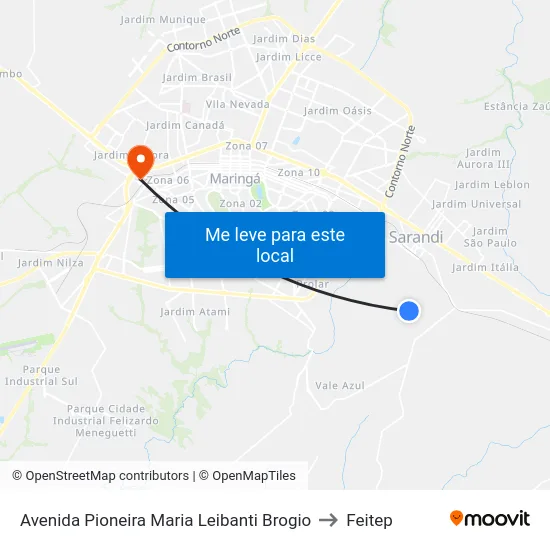 Avenida Pioneira Maria Leibanti Brogio to Feitep map