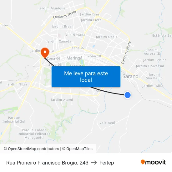 Rua Pioneiro Francisco Brogio, 243 to Feitep map