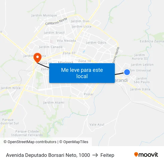 Avenida Deputado Borsari Neto, 1000 to Feitep map