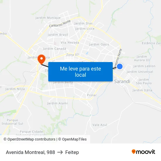 Avenida Montreal, 988 to Feitep map