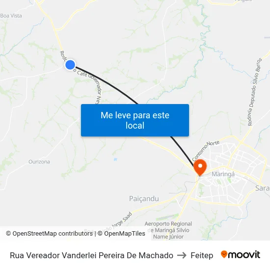 Rua Vereador Vanderlei Pereira De Machado to Feitep map