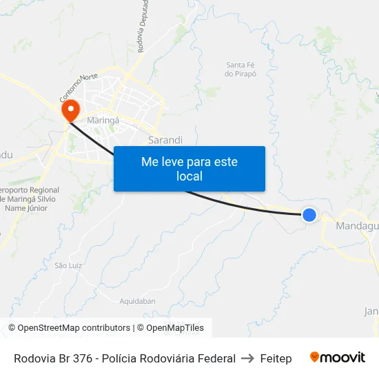 Rodovia Br 376 - Polícia Rodoviária Federal to Feitep map