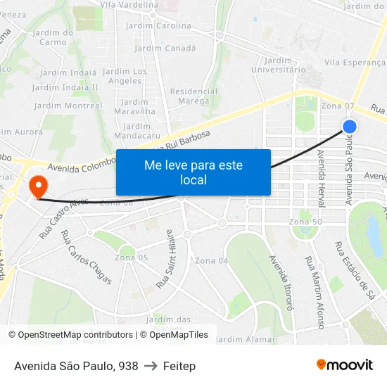 Avenida São Paulo, 938 to Feitep map