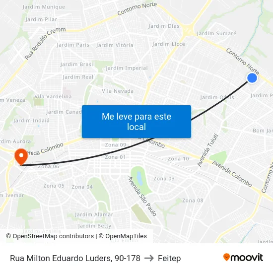 Rua Milton Eduardo Luders, 90-178 to Feitep map