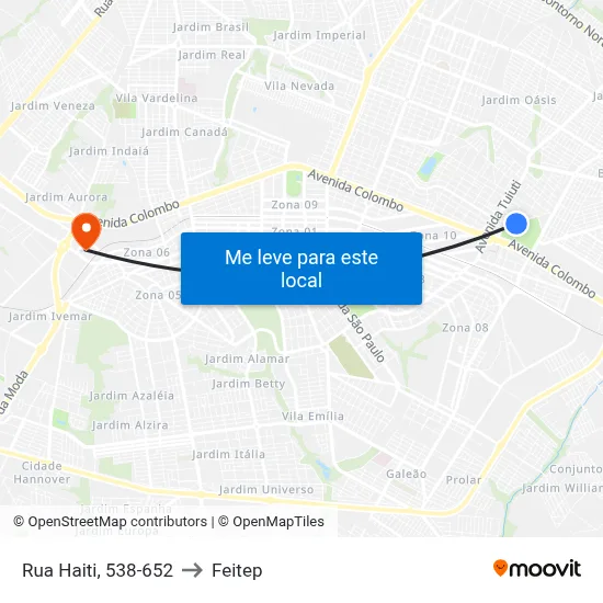 Rua Haiti, 538-652 to Feitep map