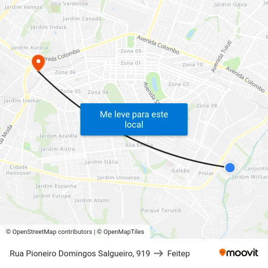Rua Pioneiro Domingos Salgueiro, 919 to Feitep map