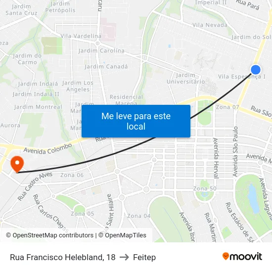 Rua Francisco Helebland, 18 to Feitep map