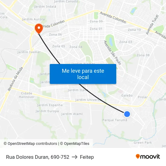 Rua Dolores Duran, 690-752 to Feitep map