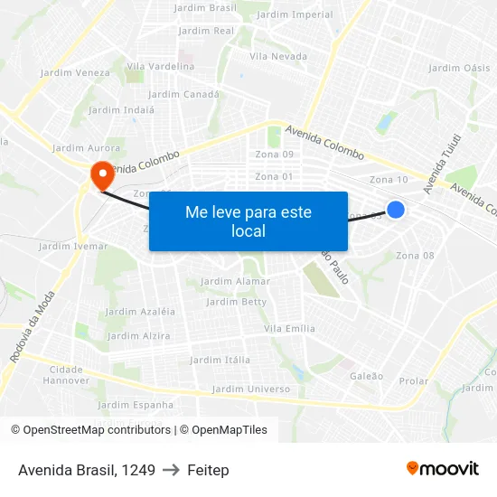Avenida Brasil, 1249 to Feitep map