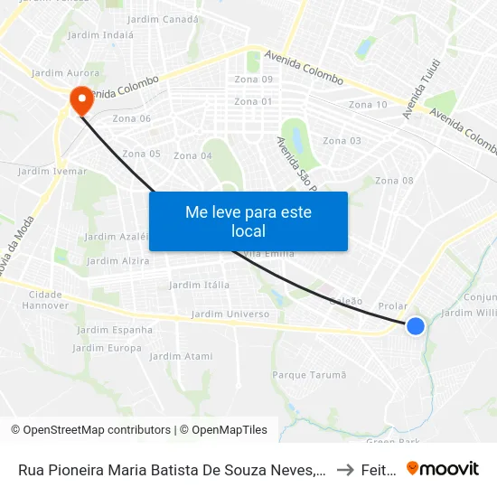 Rua Pioneira Maria Batista De Souza Neves, 1-217 to Feitep map