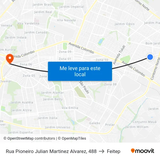 Rua Pioneiro Julian Martinez Alvarez, 488 to Feitep map