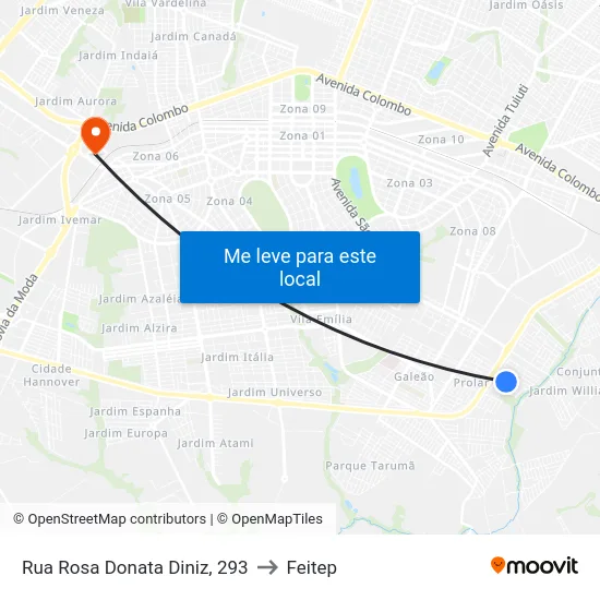 Rua Rosa Donata Diniz, 293 to Feitep map