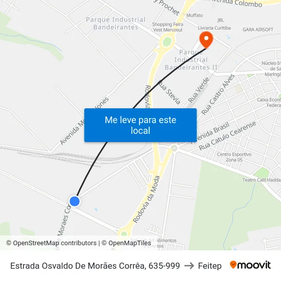 Estrada Osvaldo De Morães Corrêa, 635-999 to Feitep map