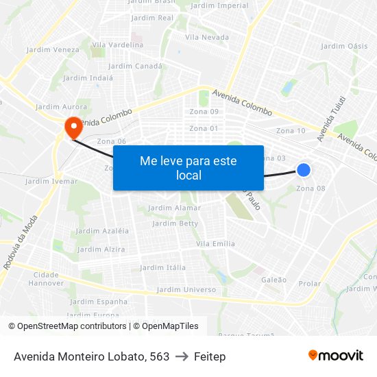 Avenida Monteiro Lobato, 563 to Feitep map