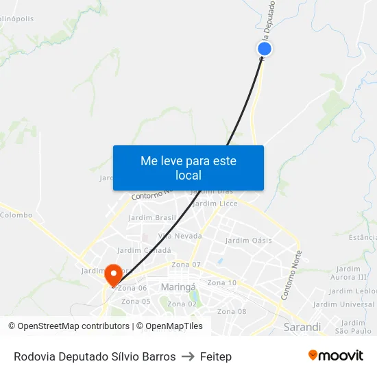 Rodovia Deputado Sílvio Barros to Feitep map