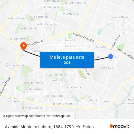 Avenida Monteiro Lobato, 1684-1790 to Feitep map
