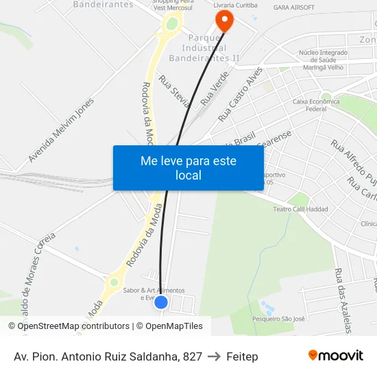 Av. Pion. Antonio Ruiz Saldanha, 827 to Feitep map