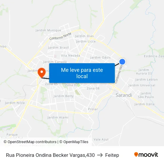 Rua Pioneira Ondina Becker Vargas,430 to Feitep map