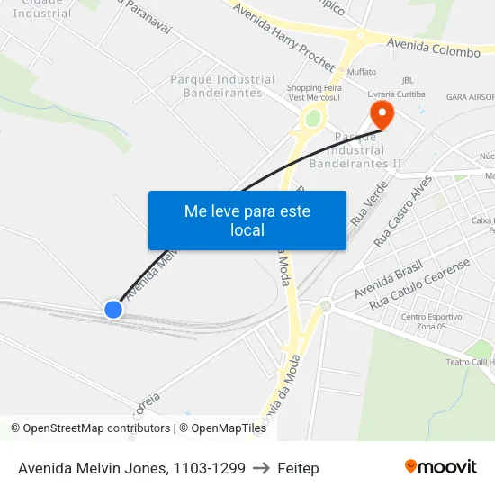 Avenida Melvin Jones, 1103-1299 to Feitep map