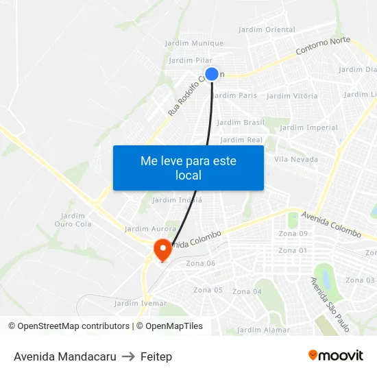 Avenida Mandacaru to Feitep map