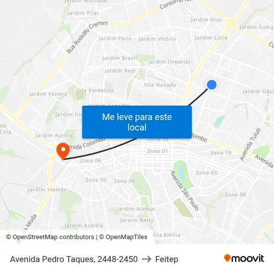 Avenida Pedro Taques, 2448-2450 to Feitep map