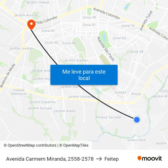 Avenida Carmem Miranda, 2558-2578 to Feitep map