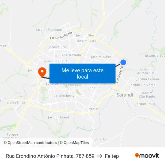 Rua Erondino Antônio Pinhata, 787-859 to Feitep map