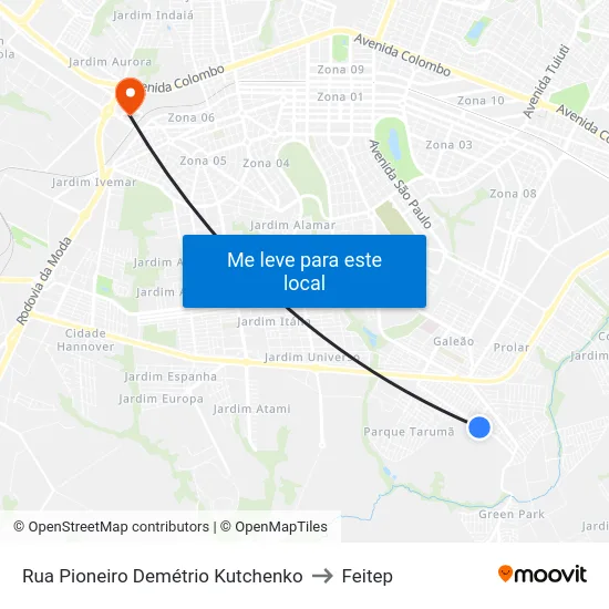 Rua Pioneiro Demétrio Kutchenko to Feitep map