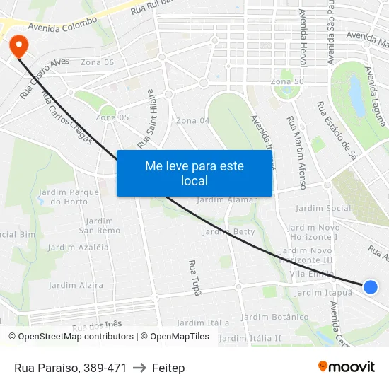 Rua Paraíso, 389-471 to Feitep map