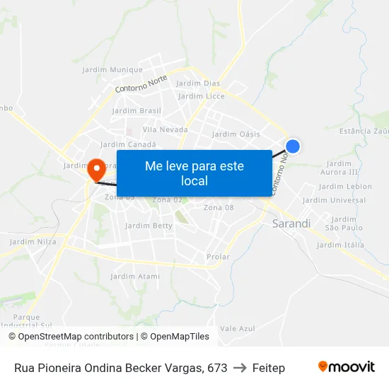 Rua Pioneira Ondina Becker Vargas, 673 to Feitep map