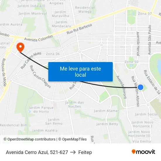 Avenida Cerro Azul, 521-627 to Feitep map
