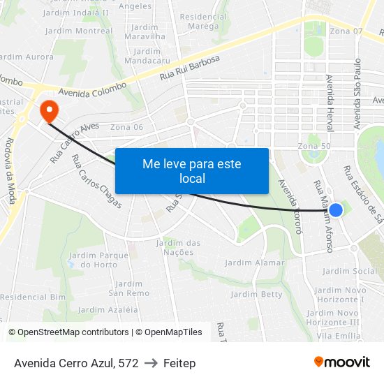 Avenida Cerro Azul, 572 to Feitep map