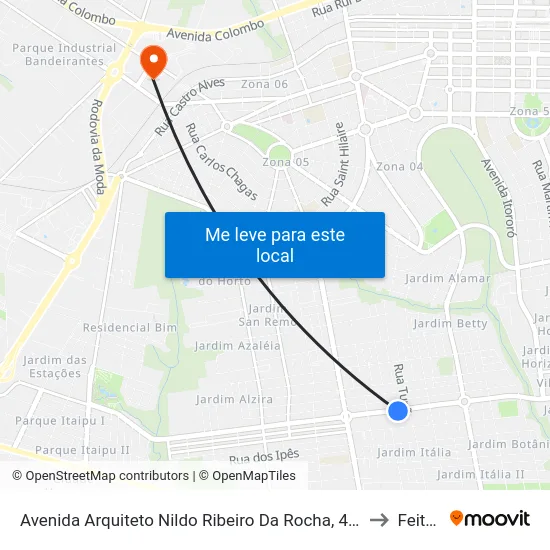 Avenida Arquiteto Nildo Ribeiro Da Rocha, 4321 to Feitep map