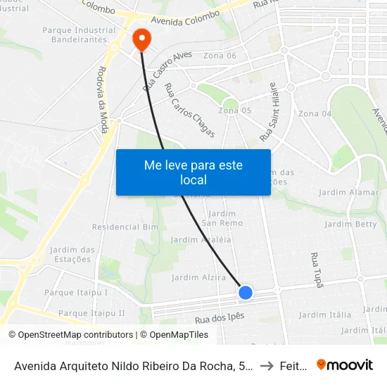 Avenida Arquiteto Nildo Ribeiro Da Rocha, 5140 to Feitep map