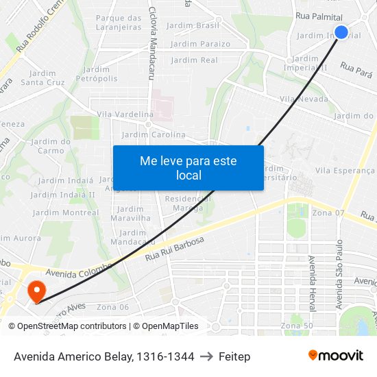 Avenida Americo Belay, 1316-1344 to Feitep map