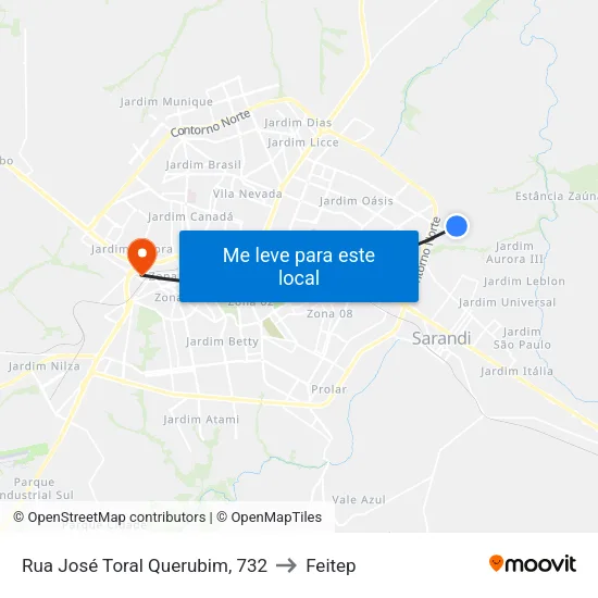 Rua José Toral Querubim, 732 to Feitep map