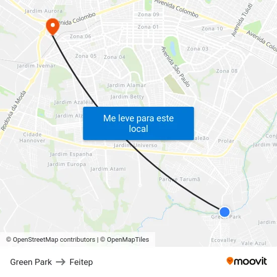 Green Park to Feitep map
