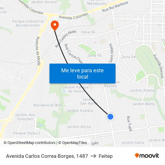 Avenida Carlos Correa Borges, 1487 to Feitep map