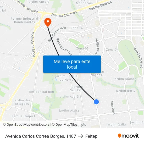 Avenida Carlos Correa Borges, 1487 to Feitep map